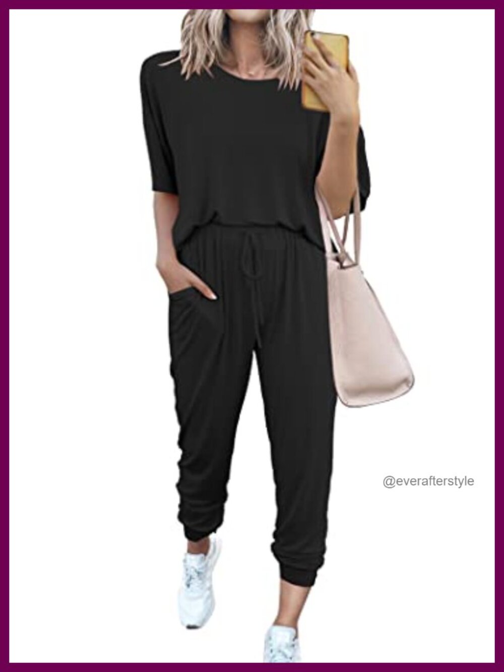 Women's 2 Piece Lounge Set Short Sleeve Top Drawstring Pants